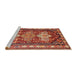 Sideview of Machine Washable Traditional Orange Brown Rug, wshtr802