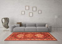 Machine Washable Persian Orange Traditional Rug, wshtr802org