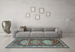 Machine Washable Persian Light Blue Traditional Rug in a Living Room, wshtr802lblu