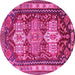 Round Persian Pink Traditional Rug, tr802pnk