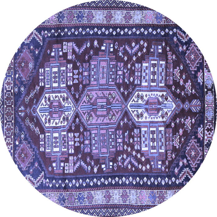 Round Machine Washable Persian Blue Traditional Rug, wshtr802blu