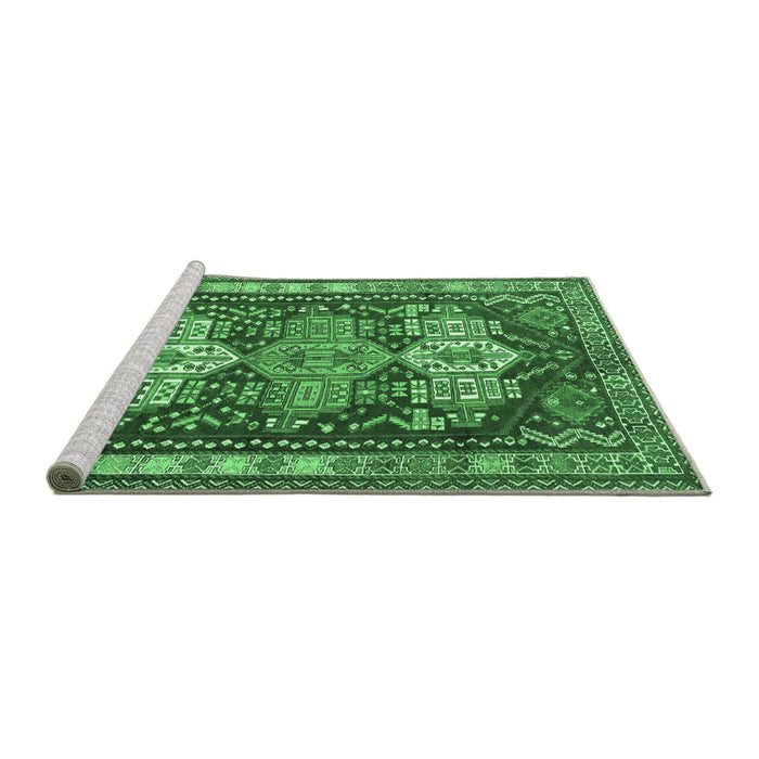 Sideview of Machine Washable Persian Emerald Green Traditional Area Rugs, wshtr802emgrn