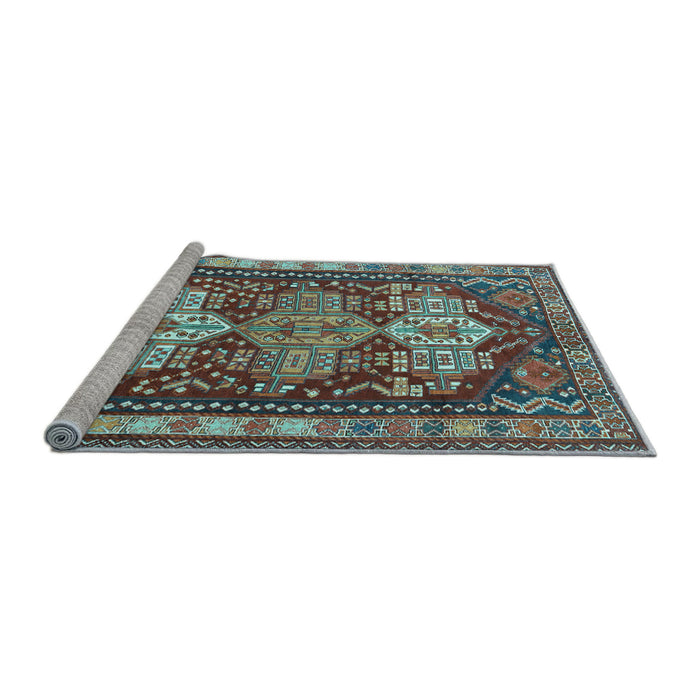 Sideview of Machine Washable Persian Light Blue Traditional Rug, wshtr802lblu