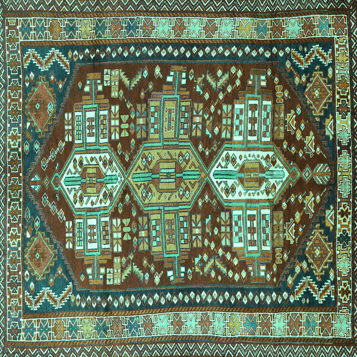 Square Persian Turquoise Traditional Rug, tr802turq