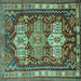 Square Persian Turquoise Traditional Rug, tr802turq