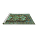 Sideview of Machine Washable Persian Turquoise Traditional Area Rugs, wshtr802turq