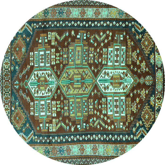Round Persian Turquoise Traditional Rug, tr802turq