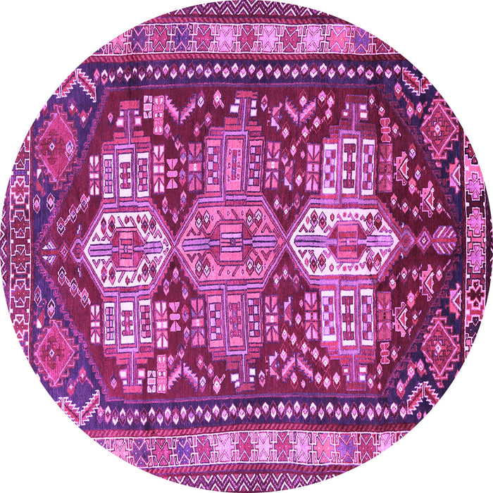 Round Machine Washable Persian Purple Traditional Area Rugs, wshtr802pur