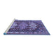 Sideview of Machine Washable Persian Blue Traditional Rug, wshtr802blu