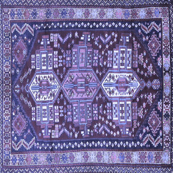 Square Machine Washable Persian Blue Traditional Rug, wshtr802blu