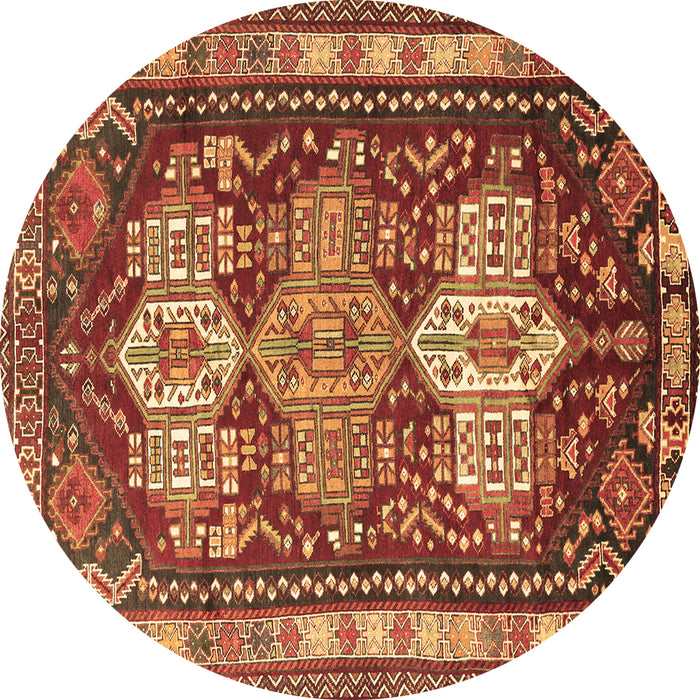 Round Machine Washable Persian Brown Traditional Rug, wshtr802brn