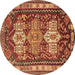 Round Persian Brown Traditional Rug, tr802brn