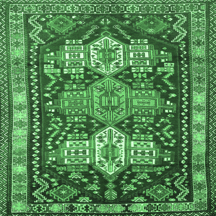 Square Machine Washable Persian Emerald Green Traditional Area Rugs, wshtr802emgrn
