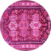 Round Machine Washable Persian Pink Traditional Rug, wshtr802pnk