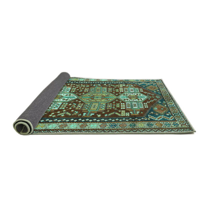Sideview of Persian Turquoise Traditional Rug, tr802turq