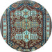 Round Persian Light Blue Traditional Rug, tr802lblu