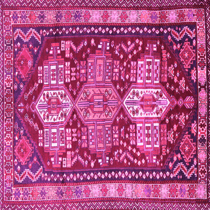 Square Machine Washable Persian Pink Traditional Rug, wshtr802pnk