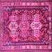 Square Machine Washable Persian Pink Traditional Rug, wshtr802pnk