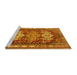 Sideview of Machine Washable Persian Yellow Traditional Rug, wshtr802yw