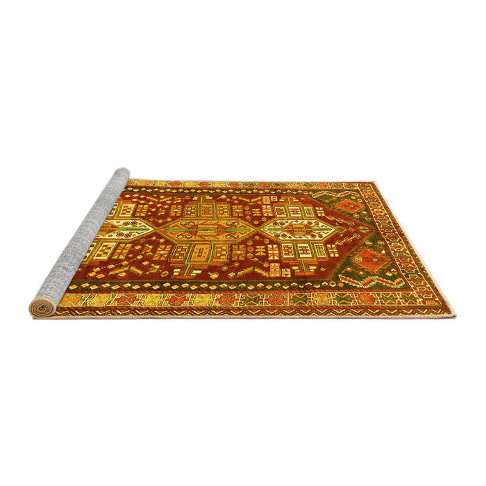Sideview of Machine Washable Persian Yellow Traditional Rug, wshtr802yw