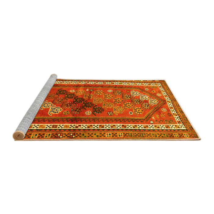 Sideview of Machine Washable Persian Yellow Traditional Rug, wshtr803yw