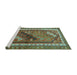 Sideview of Machine Washable Persian Turquoise Traditional Area Rugs, wshtr803turq