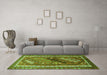 Machine Washable Persian Green Traditional Area Rugs in a Living Room,, wshtr803grn