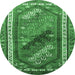 Round Persian Emerald Green Traditional Rug, tr803emgrn