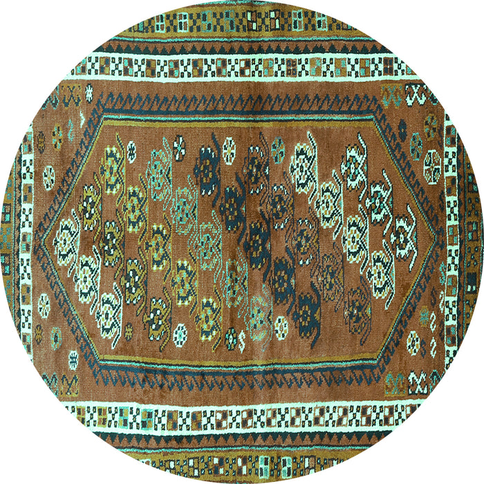 Round Machine Washable Persian Turquoise Traditional Area Rugs, wshtr803turq