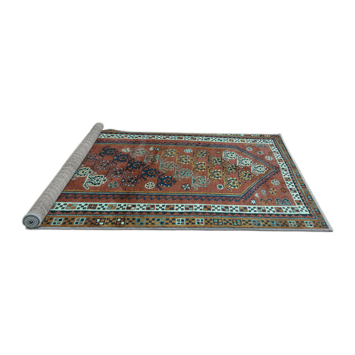 Sideview of Machine Washable Persian Light Blue Traditional Rug, wshtr803lblu