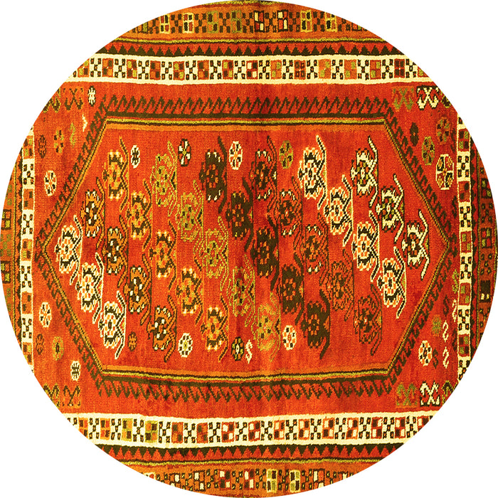 Round Machine Washable Persian Yellow Traditional Rug, wshtr803yw