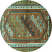 Round Persian Turquoise Traditional Rug, tr803turq