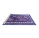 Sideview of Machine Washable Persian Blue Traditional Rug, wshtr803blu