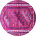 Round Machine Washable Persian Purple Traditional Area Rugs, wshtr803pur