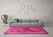 Machine Washable Persian Pink Traditional Rug in a Living Room, wshtr803pnk