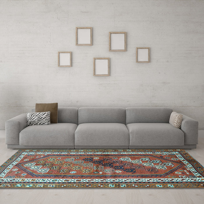 Machine Washable Persian Light Blue Traditional Rug in a Living Room, wshtr803lblu