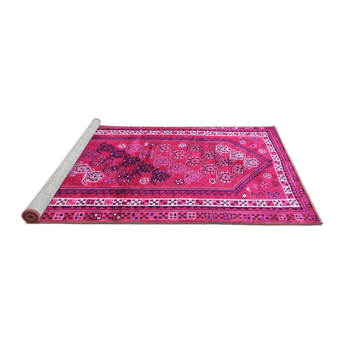 Sideview of Machine Washable Persian Pink Traditional Rug, wshtr803pnk