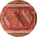 Round Persian Brown Traditional Rug, tr803brn