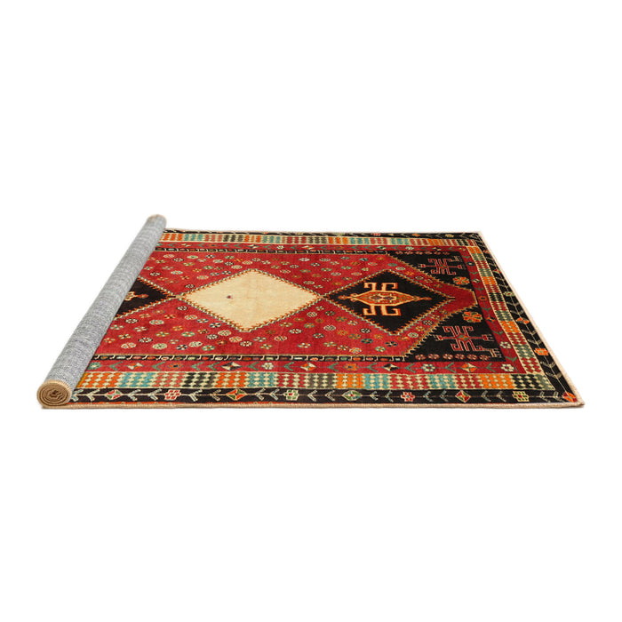 Sideview of Machine Washable Traditional Tomato Red Rug, wshtr804