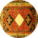 Round Persian Yellow Traditional Rug, tr804yw
