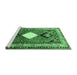 Sideview of Machine Washable Persian Emerald Green Traditional Area Rugs, wshtr804emgrn