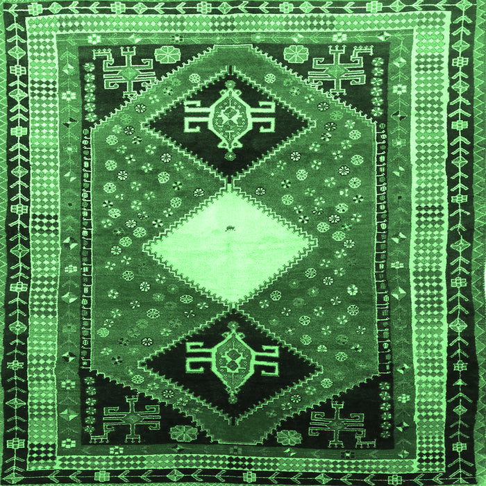 Square Persian Emerald Green Traditional Rug, tr804emgrn