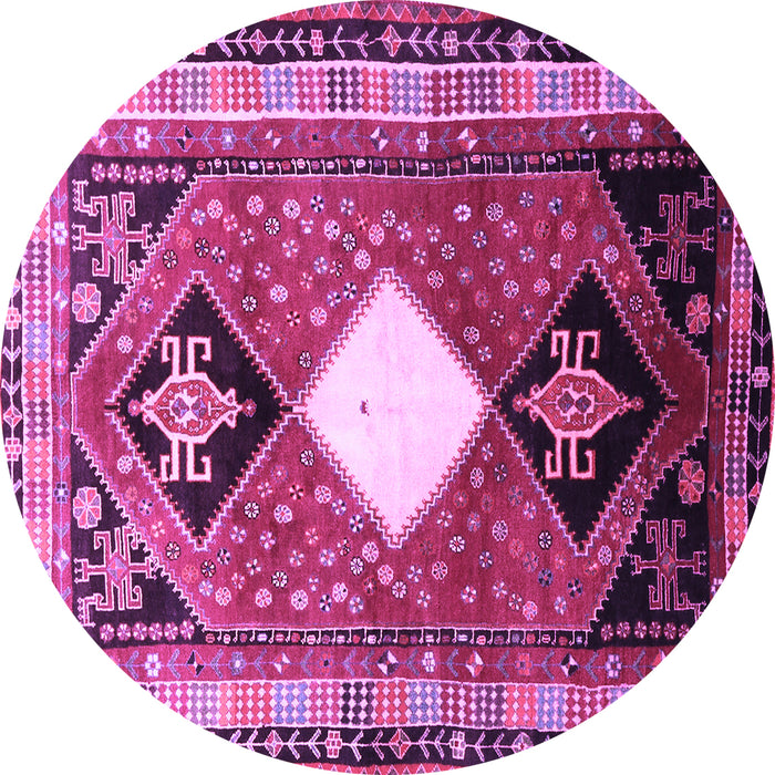 Round Persian Purple Traditional Rug, tr804pur