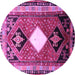 Round Persian Purple Traditional Rug, tr804pur