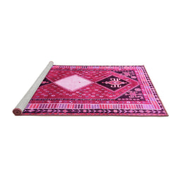 Sideview of Machine Washable Persian Pink Traditional Rug, wshtr804pnk