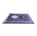 Sideview of Machine Washable Persian Blue Traditional Rug, wshtr804blu