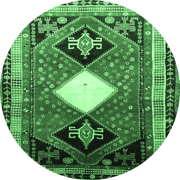 Round Persian Emerald Green Traditional Rug, tr804emgrn