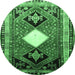 Round Persian Emerald Green Traditional Rug, tr804emgrn