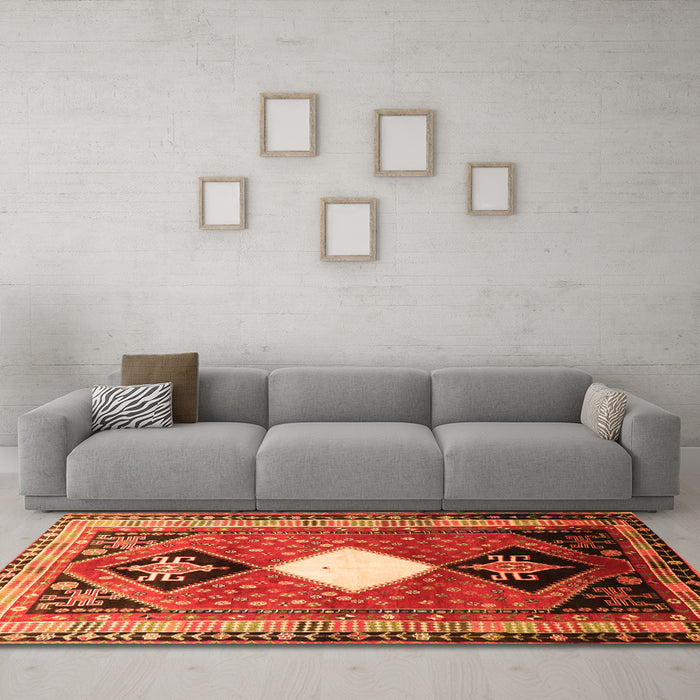 Machine Washable Persian Orange Traditional Area Rugs in a Living Room, wshtr804org