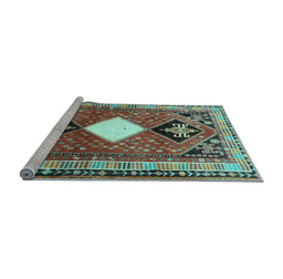 Sideview of Machine Washable Persian Light Blue Traditional Rug, wshtr804lblu
